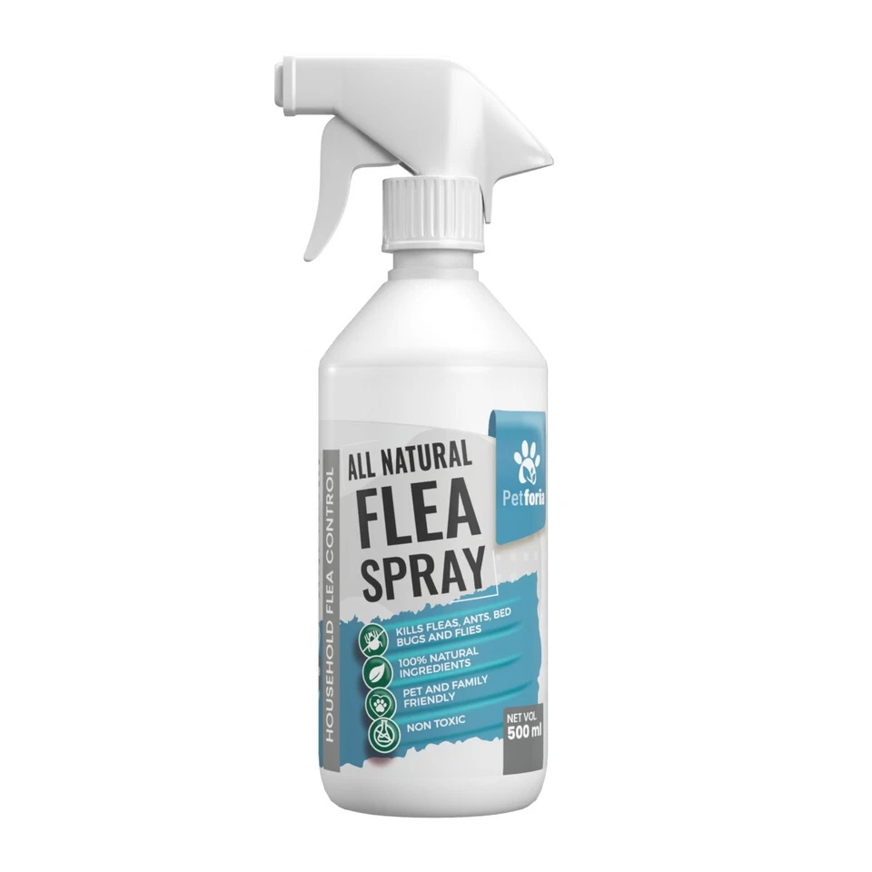 PETFORIA Flea Spray for The Home | 100% Natural | Fast Acting 500ml | Flea Killer Spray