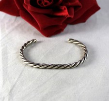 Sterling Silver 11.83g Cable Cuff Bracelet Cat Rescue