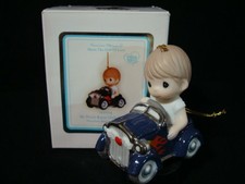 Precious Moments-Boy/Hot Rod Race Car Ornament-My Heart Races Only For You