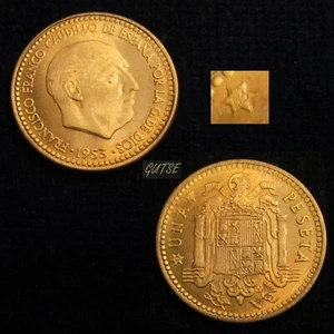 SPAIN, FRANCO-1, 1 PESETA 1953*19-63, ORIGINAL LUSTER, UNCIRCULATED. - Picture 1 of 1
