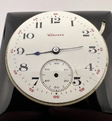Reloj Bolsillo 1904 Hampden 12s 15j (Grado Gen’l Stark) Movimiento Piezas o Reparación Foto 1 de 4