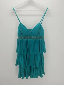 City Triangles Green Beaded Frill Dress Size M - Picture 1 of 9