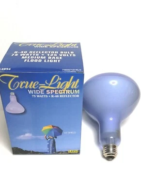 75W Flood 125V R40   TRUE LIGHT Wide Spectrum  Bulb - Frosted Free Shipping  - Image 1 of 2