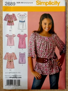 Simplicity 2689 Girls Plus Yoke Dress, Tunic & Belt Sz 8-16 UNCUT Sewing Pattern - Picture 1 of 11