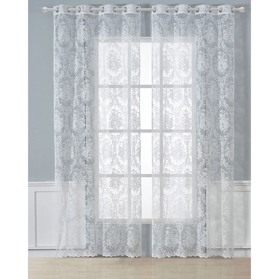 1 tenda di pizzo motivo fiori pizzo ricamo garza, camera da letto (140x290cm) - Immagine 1 di 1