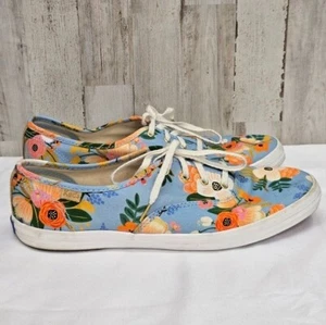 KEDS Rifle Paper Company Lively Floral Periwinkle Shoes Size 8.5 Beach Tropical - Picture 1 of 10