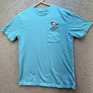 Camiseta Snoopy Woodstock Cacacahuetes Puerta Cola Surfista Bolsillo Adulto XS Bordada Azulada - Imagen 1 de 8