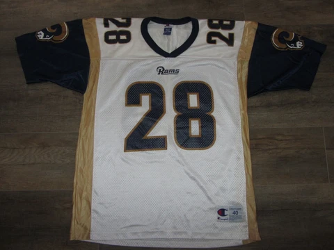 St. Louis Rams Marshall Faulk NFL Football Jersey Vintage Champion 40 White Rare Cover