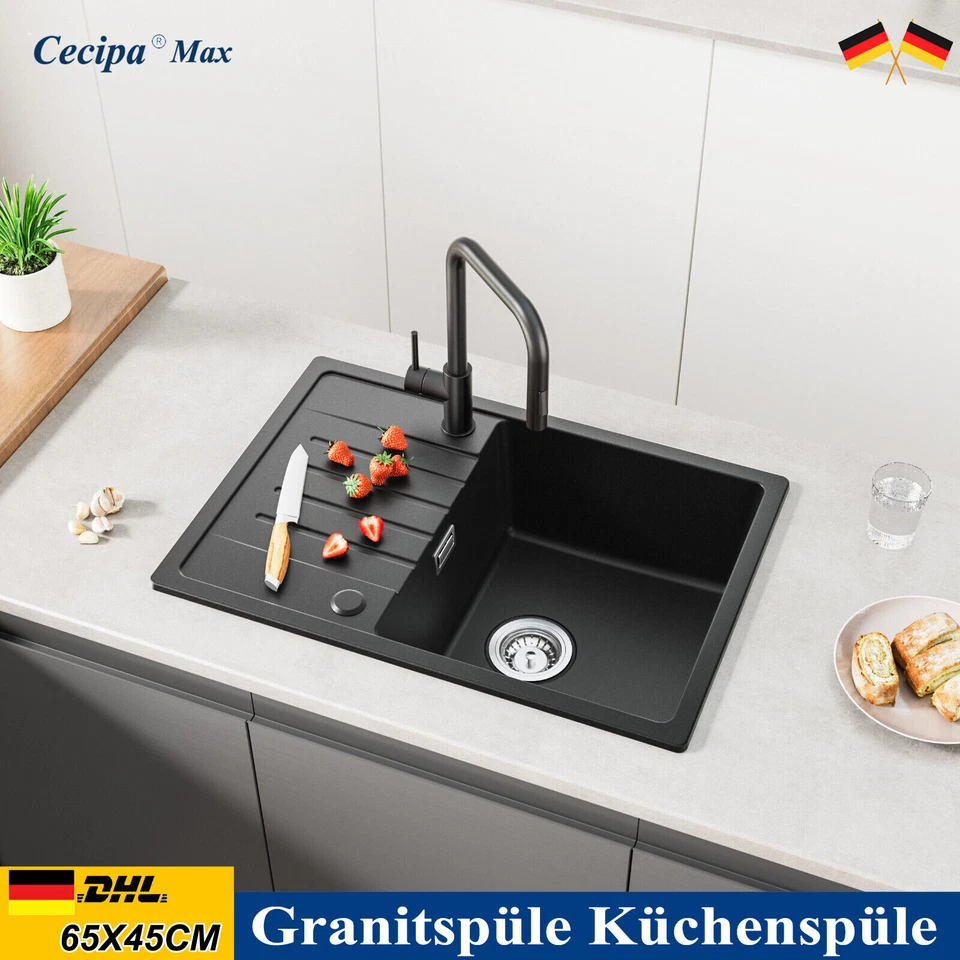 CECIPA® Granitspüle Küchenspüle Einbauspüle Spülbecken Mit Siphon Küchen Spüle - Bild 1 von 1