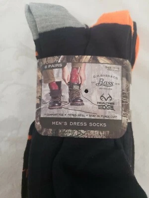 Bass & Co. RealTree Edge Men's Dress Novelty Socks 6 pair Shoe 10-13 Buck/Deer - Image 1 of 4
