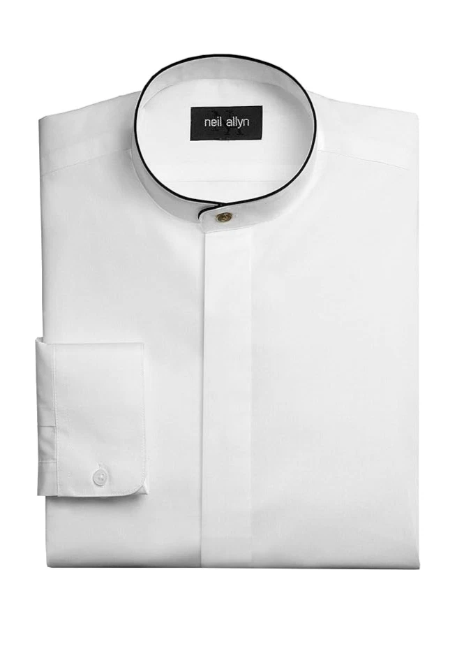 Camisa de vestir para hombre Neil Allyn cuello con bandas y ribete negro Foto 1 de 1