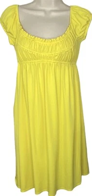 Muse Women’s Empire Waist Dress 6 Yellow Knee Length Ruffled Scoop Neck Cap Slvs - Image 1 of 4