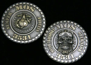 MOS 3531 MOTOR TRANSPORT OPERATOR CHALLENGE COIN US MARINES PIN UP MOTOR T - Picture 1 of 24