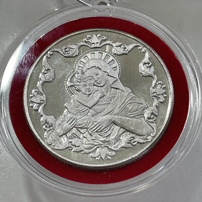  VTG NOS Collectible Silver Plated Chirstmas Metal Coin Ornament - Image 1 of 4