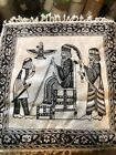 Black & Whit Hand-Made New Tablecloth Traditional Hand-Printed 17 x 17 in