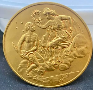 Vergoldete Bronzemedaille, 150 Jahre Banco de la Provincia de Buenos Aires, 78 mm 1972 - Bild 1 von 2