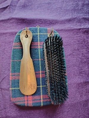 Ensemble Brosse À Chaussures Et Chausse Pied Ancien Des Années 50 Vintage  - Photo 1/4