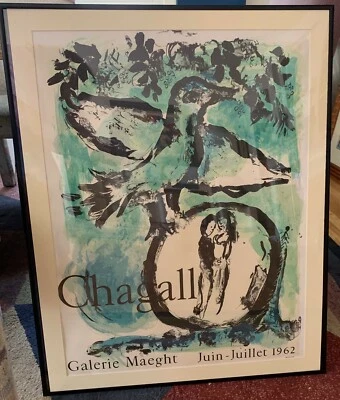 Cartel de exposición Marc Chagall, "Oiseau Vert" (Green Bird) - Galería Maeght 1962 Foto 1 de 3