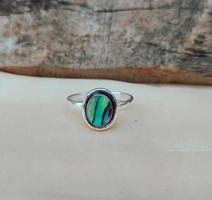 Anello conchiglia abalone in argento sterling 925 anello dichiarazione anello fatto a mano regalo lei - Foto 1 di 8