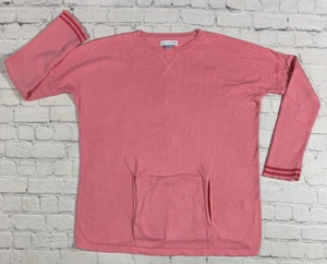 Garnet Hill Kids Girls Sweater Size XL Pink / Salmon Kangaroo Pocket 100% Cotton - Picture 1 of 6