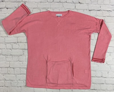 Garnet Hill Kids Girls Sweater Size XL Pink / Salmon Kangaroo Pocket 100% Cotton - Image 1 of 4