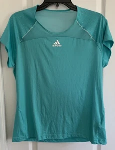 Adidas Climacool Top With Mesh On Neckline Aqua Blue Size Large Cut Out Back - Picture 1 of 10