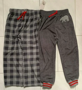 Boy's Petit Lem Gray Fleece Warm Jogger Long Pants Bottoms Size 4/5 - 2 Pairs - Picture 1 of 6