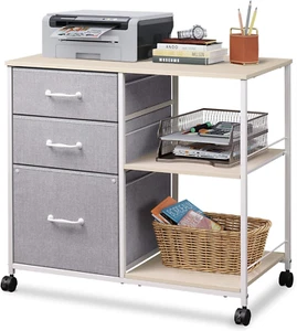 3 Drawer Mobile File Cabinet, Rolling Printer Stand with Open Storage Shelf, Fab - Picture 1 of 6