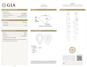 GIA Certified 1.69Ct D VS2 Pear Brilliant Cut Diamond - Picture 1 of 3