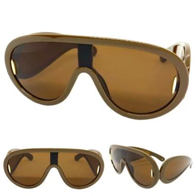 Gafas de sol de gran tamaño elegantes modernas con escudo retro grandes marco marrón Foto 1 de 4