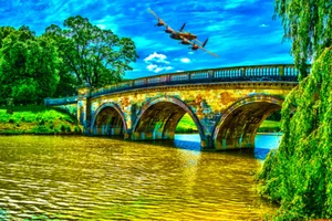 Avro Lancaster Burghley House puente impresiones de lona varios tamaños envío gratuito - Imagen 1 de 1