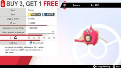 NINTENDO ✨ Shiny Rotom Wash✨ Pokemon Sword and Shield Perfect IV🚀Fast Delivery🚀