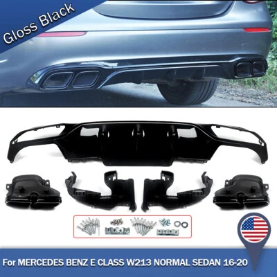For 16-20 Mercedes Benz E Class W213 Standard Bumper Rear Diffuser & Exhaust Tip - Image 1 of 4