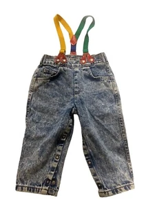 Vintage Levis Jeans Acid Wash Orange Tab Toddler Suspenders USA 24 Months USA - Picture 1 of 15