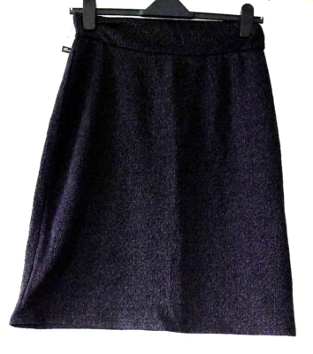 Womens New Black & Mauve (Grape Colour) Berkertex Acrylic Pull On Skirt Size 12 - Image 1 of 2