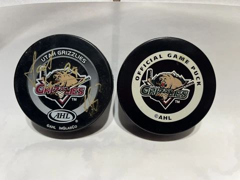 Two Utah Grizzlies Official Game Puck Lot * One Is Signed Cover