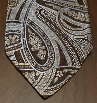 Corbata de cuello Tasso Ella marrón hecha a mano 100 % seda para hombre hecha en China Foto 1 de 4