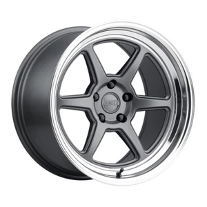 KANSEI Roku 18X9 5X112 Offset 12 Matte Grey w/Bright Machined Lip (Qty of 1) - Picture 1 of 2