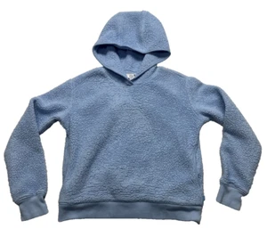 Athleta Girl Deep Pile Fleece Sweatshirt Medium 8-10 Long Sleeve Hoodie Blue - Picture 1 of 7