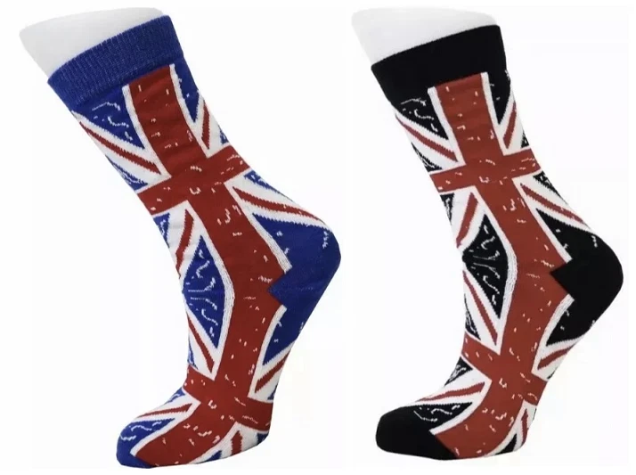 NO.1 GIFTS Union Jack British UK Flag Vintage Calf Unisex Novelty Fun Gift Socks