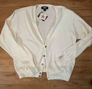 VTG Knights Bridge For Men XL Cream Long Sleeve Cardigan Grandpa Sweater USA - Picture 1 of 5