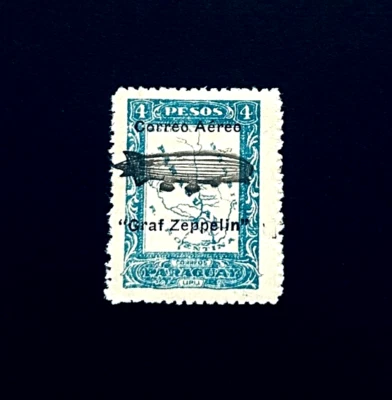 Sello PARAGUAY - 1931 Graf Zeppelin Airship correo aéreo sobreimpresión Sn C55 MLH r66🔥 Foto 1 de 2