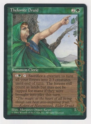Gold Signed Thelonite Druid MP Fallen Empires Artist Margaret Organ-Kean MTG! - Image 1 of 2