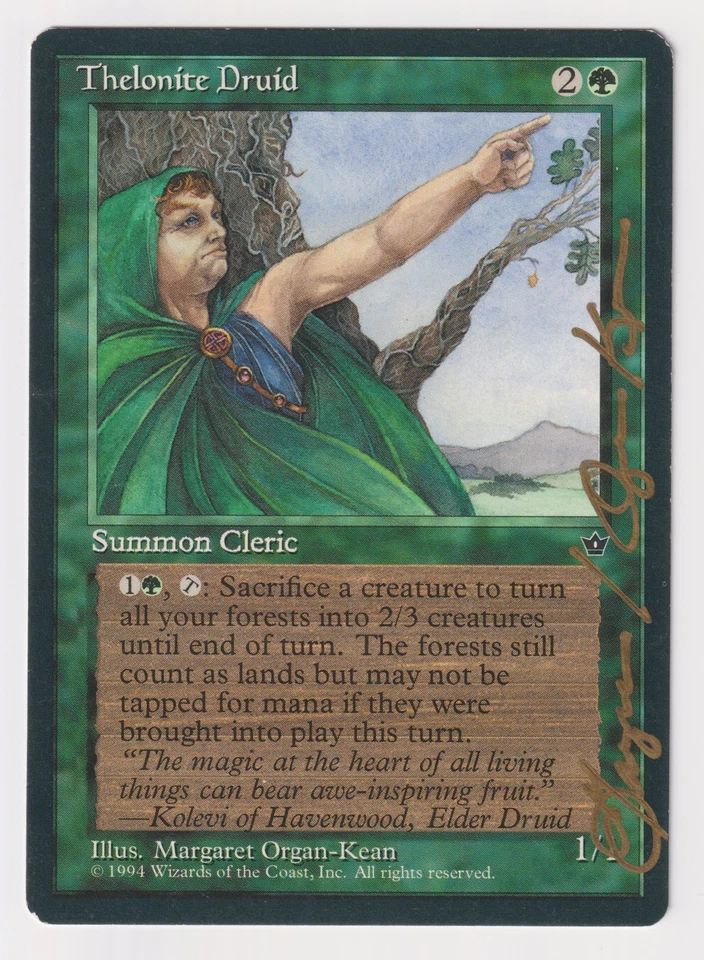 Gold Signed Thelonite Druid MP Fallen Empires Artist Margaret Organ-Kean MTG! - Image 1 of 2