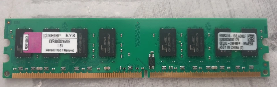 Kingston 1x2GB PC2-6400U Kingston KVR800D2N6/2G 2GB Memory Ram - Image 1 of 1