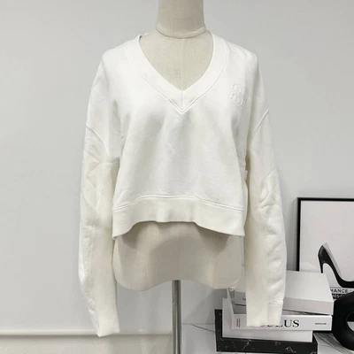 Sudadera corta de algodón con logotipo de MIUMIU de manga larga blanca talla S para mujer Foto 1 de 4