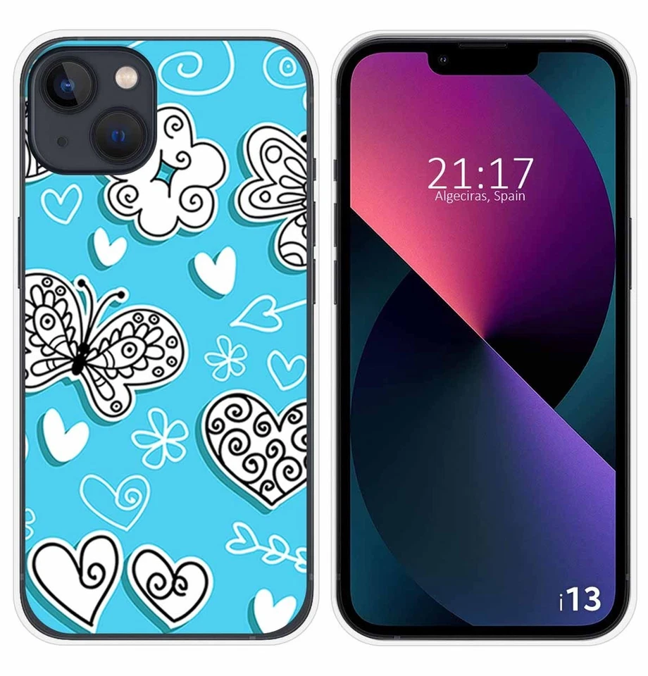 Cover In Silicone Compatibile Con IPhone 13 (6.1) Design Farfalle Disegni - Immagine 1 di 1