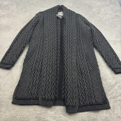 Suéter artesanal Aran para mujer L gris oscuro lana merino tejido con cable pescador de Irlanda Foto 1 de 4