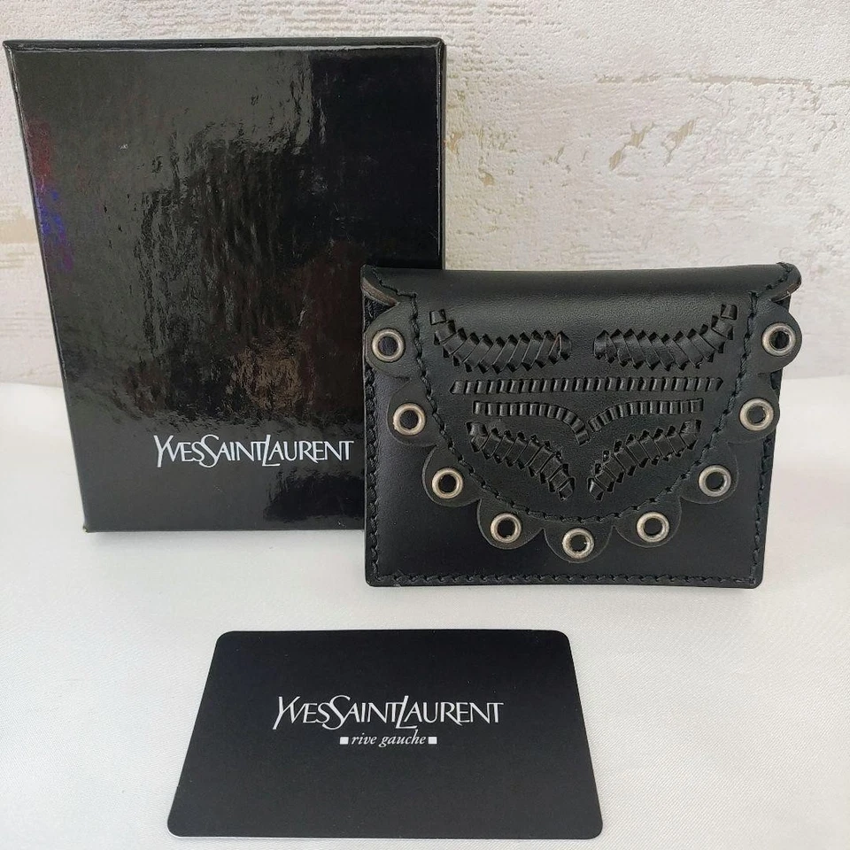 Estojo de cartão Yves Saint Laurent moeda tachas de couro edição limitada um produto popular - Imagem 1 de 4