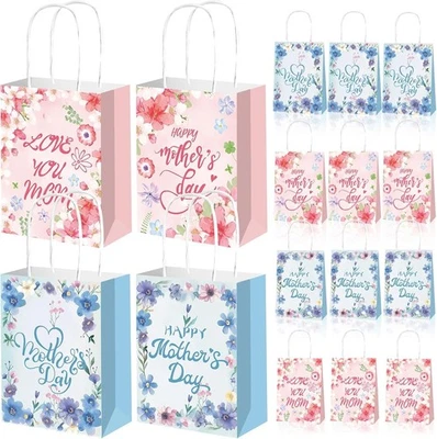 16 PIEZAS Bolsa de Regalo Día de la Madre 6.3"×8.3" Feliz Día de la Madre Bolsa de Papel a Granel con... Foto 1 de 4